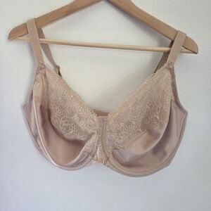 Bali Glamourous Lace-Trim Minimizer Full Coverage Bra - Beige Nude 40DDD